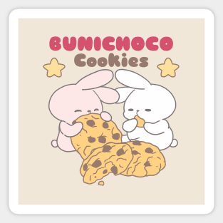 Two Cute Bunnies Enjoying Giant Chocolate Cookies Sticker